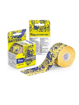 Тейп кинезиологический Tmax Pattern Gzhel3 (5 см x 5 м), рисунок/желтый