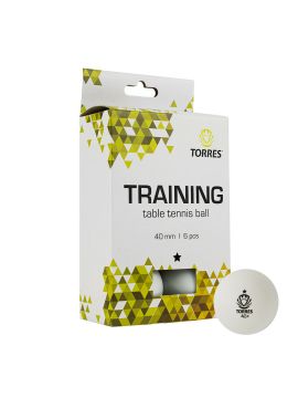 Мяч д/наст. тенниса TORRES Training 1*, упак. 6 шт, белый