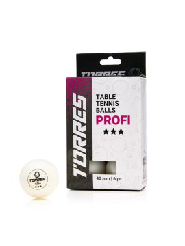 Мяч д/наст. тенниса TORRES Profi 3*, упаковка 6 шт