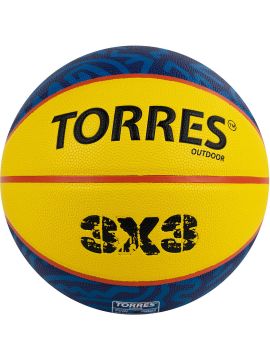 Мяч баскетбольный TORRES 3х3 Outdoor, р. 6, 8 панелей, ПУ,бут.кам,нейл.корд,жёлто-синий